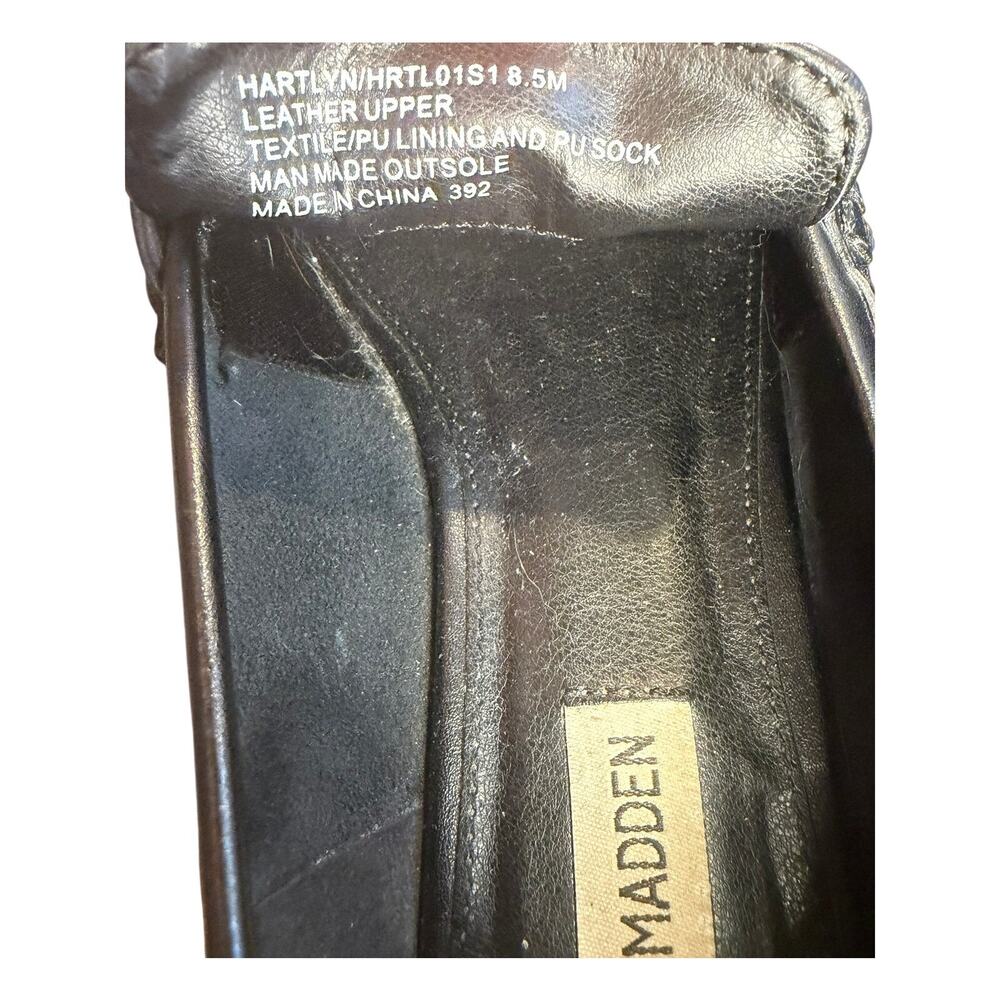 Steve Madden Hartlyn Black Leather Horsebit Loafers | Size 8.5 M | Gold Bit - Picture 7 of 7